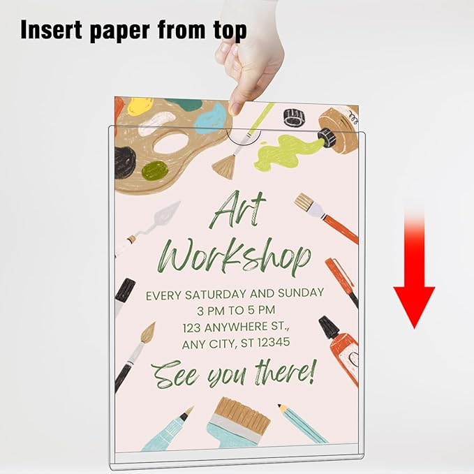 20 Pcs Wall Sign Holder 8.5"x11" Magnetic Sign Holder, Rigid Print Protectors with Adhesive & Magnetic Tapes, Wall Mount Plastic Paper Holder for Office Store Home Window Display (Clear)