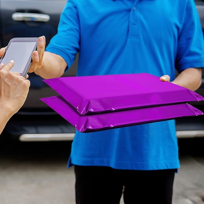 Metronic Poly Mailers 10x13 100 PC, Small Shipping Bags Mailing Envelopes Self Seal, Mailers Poly Bags for Shipping Waterproof and Tear-Proof, Mailing Bag Packaging Bags for Small Business, Purple
