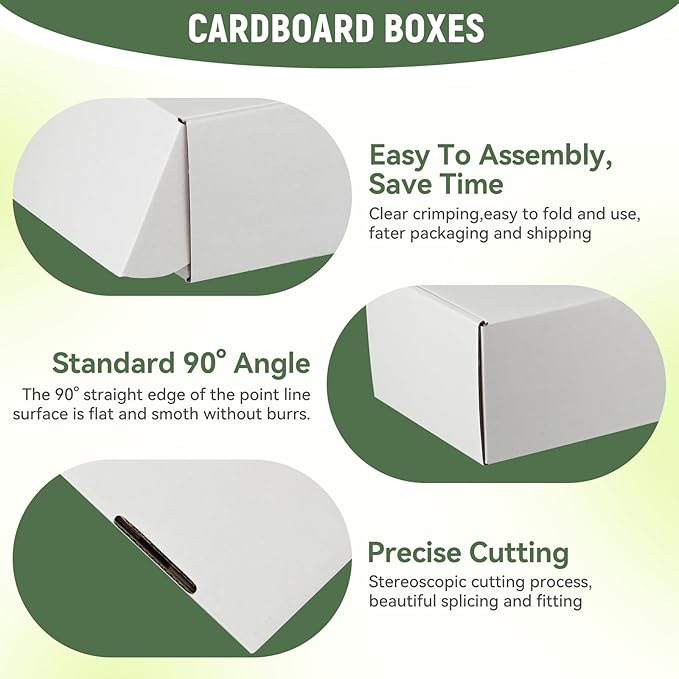 10 Pack 13"x10"x2" inch Shipping Boxes White Corrugated Cardboard Box for Small Business, Mailer, Shipping, and Packing