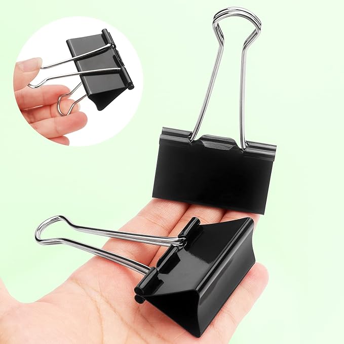 ZZTX Extra Large Binder Clips Paper Clamps Clips Black, 2.0 Inches, 12 Pack