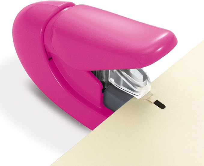 Plus Paper Clinch Staple-Free Stapler, Pink