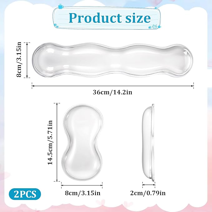 Gel Wrist Rest for Keyboard Clear Anti-Slip Mouse Pad Cute Ergonomic White Silicone Computer Wrist Rest Set for Keyboard Relieve Office Typing or Gaming Wrists Pain