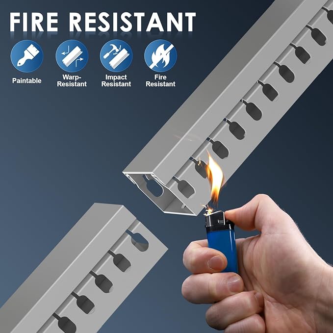 Alritz Cable Raceway Kit, 138(9x15.4) inch Open Slot Wiring Raceway Duct with Cover Cable Management System to Hide Under Desk/TV/Computer/Power Cords - 15.4 X 1.6 X 0.8 Inch(LWH) (Pack 9)