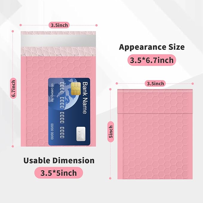 Bubble Mailers 3.5x5 inch 40Pack Pink Bubble Mailers Self-Seal Padded Mailing Envelopes Bubble Opaque Padded Mailer for Small Businesses to Package and Mail Jewelry Cosmetics#0000