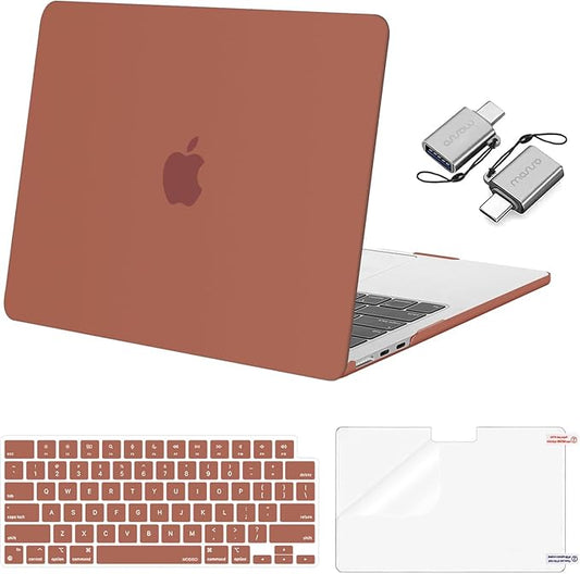 MOSISO Compatible with MacBook Air 13 inch Case 2025 2024 2023 2022 M4 A3240 M3 A3113 M2 A2681, Plastic Hard Shell&Keyboard Cover&Screen Film&Type C for MacBook Air 13.6 inch Case, Garnet Red