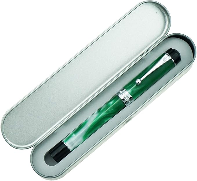 Jinhao 100 Fountain Pen Celluloid Classic Style, #6 Nib Smooth Writing Instrument with Refillable Converter and Pen Case Set