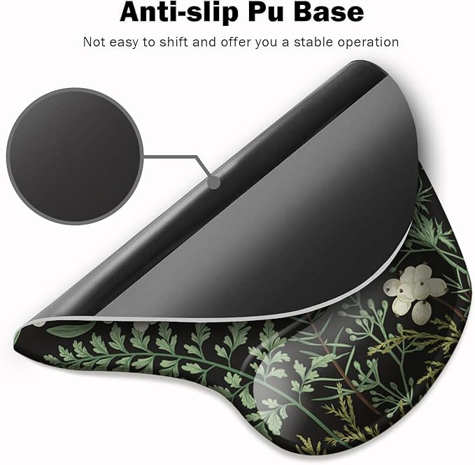 Ergonomic Mouse Pad with Wrist Support and Coaster,Mouse Pads with Non-Slip PU Base for Home Office Working Studying Easy Typing & Pain Relief Botanical Flowers
