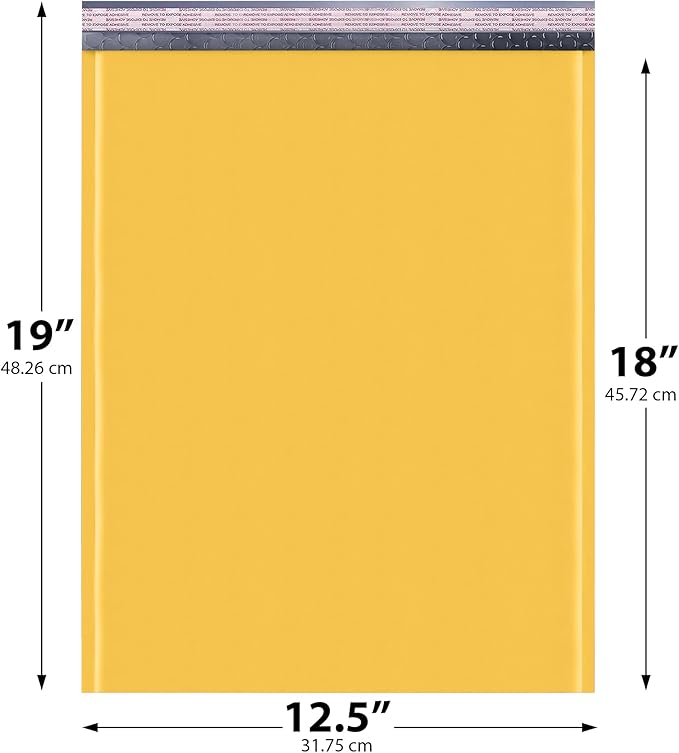 Kraft 12.5x19.5 Large Bubble Mailers #6 | Self Seal Padded Envelopes | Air Lined Cushioned Yellow Bubble Mailer | Usable Size 12.5x18 | 100 Pack Bulk | Lightweight shipping Bags | Made in USA