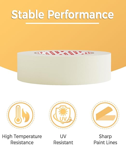 SWRT Masking Tape 0.75 inch x 55 Yards x 10 Rolls (550 Total Yards), Adhesive Painting Tape Bulk for General Purpose Beige White Color for Painting, Crafting, School Stationery, Arts, Home Use etc