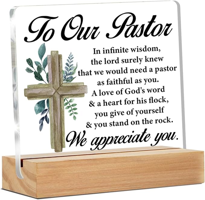 Pastor Appreciation Gift, Church Leader Clear Desk Decorative Sign - Home Acrylic Decor for Preacher