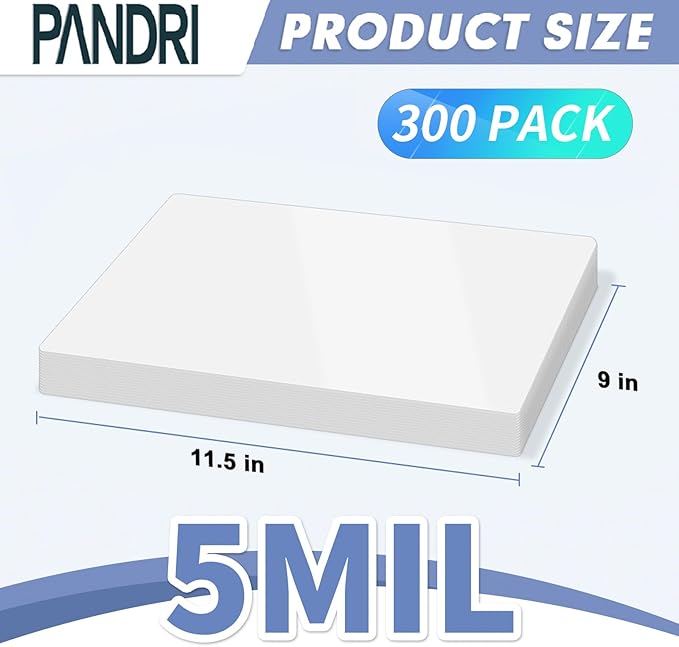Laminating Sheets, PANDRI 300 Pack Thermal Laminator Pouches Holds 8.5 x 11 Inch, 5 Mil Clear Laminator Paper 9 x 11.5 Inch, Letter Size
