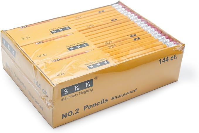 SKKSTATIONERY Pre-sharpened pencils, Pencils Sharpened with eraser top, #2 HB pencil, 144/box.