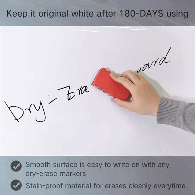 Magnetic Whiteboard Contact Paper for Wall 36 x 24 inches, Magnetic Dry Erase White Board Sticker with Non-Adhesive Backing for Office Home School