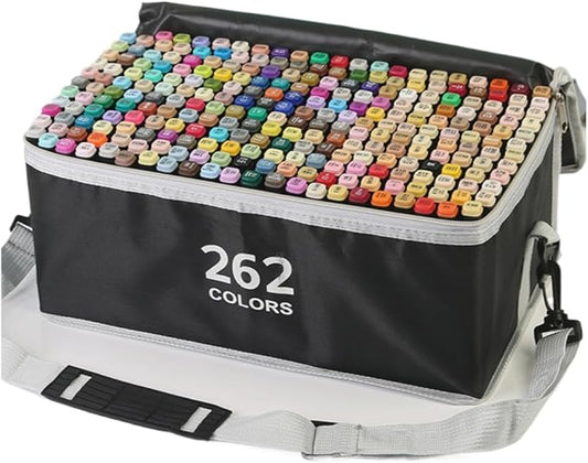 262-Color Dual-Tip Alcohol Markers Set with Shoulder Bag - Alcohol-Based Art Markers for Coloring, Drawing & Sketching -Gift for Kids, Teens, Artists