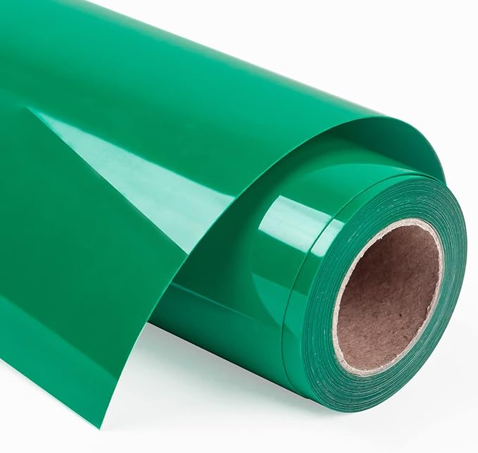VINYL FROG Heat Transfer Vinyl Roll HTV Vinyl - 12" x12ft Green Iron on Vinyl for T-Shirts, Heat Press Vinyl for DIY Craft Designs (Green)