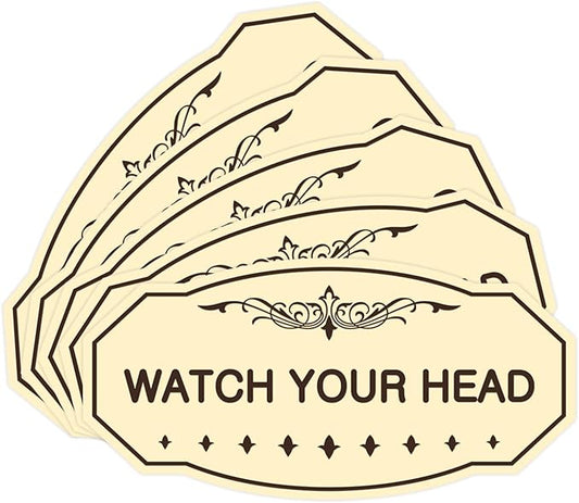 Signs ByLITA Victorian Watch Your Head Sign (Ivory/Dark Brown) - Medium 5 Pack