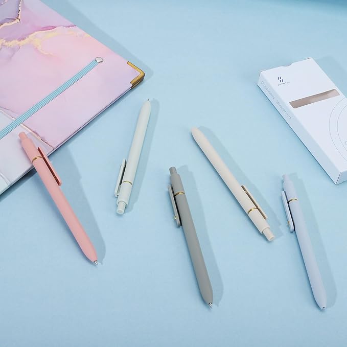 Ddaowanx Colorful Gel Pens, 0.5mm Fine Point Retractable, Cute Pens with Colored Writing and Sketching, Nursing School Essentials,School Supplies, Gifts for Nurse (12 Pcs-Blue Ink)