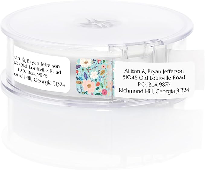 Multi-Floral Print Rolled Address Labels / 500 Personalized Return Address Labels/Designer Address Stickers in Elegant Plastic Dispenser