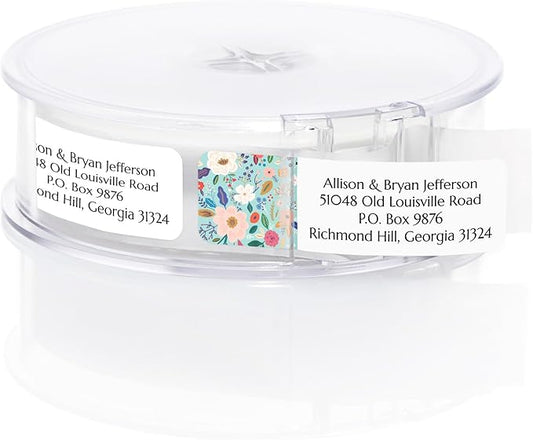 Multi-Floral Print Rolled Address Labels / 250 Personalized Return Address Labels/Designer Address Stickers in Elegant Plastic Dispenser