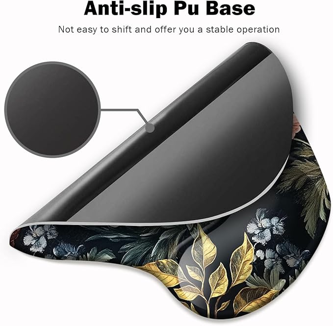 DOOKE Ergonomic Mouse Pad with Wrist Support,Mouse Pad with Wrist Rest and Coaster Set,Office Supplies Non-Slip Mouse Pads for Desk,Comfortable Cute Retro Floral