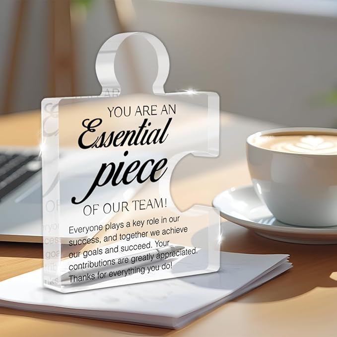 Team Appreciation Gifts Thank You Gift for Coworkers Colleagues Employees, Best Team Ever Gifts You Are an Essential Piece Acrylic Puzzle Piece Plaque Office Decor