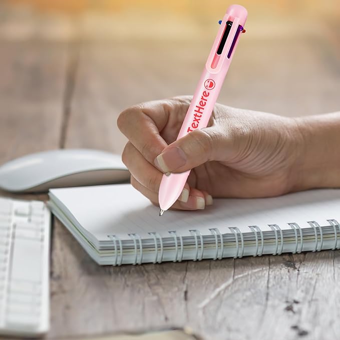 Custom 6-In-1 Multicolor Ballpoint Pen 0.5mm Tip Personalized Pens with Text Logo Name Printed Customized Pens Gift for Businesses School Office Employee Exhibition, 7PCS