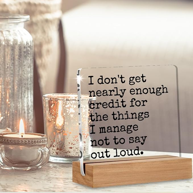 Funny Office Gifts for Women Men Coworkers, Funny Office Desk Signs Decor for Work, Sarcastic Quote Decorative Acrylic Plaque