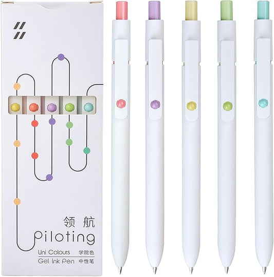Gel Pens, 5Pcs 0.5mm Fine Point Pens With Smooth Wirting,Quick Dry Aesthetic Pens For Journaling, Ballpoint for Office School Supplies,Gifts for Women Men Student(Ivory White)