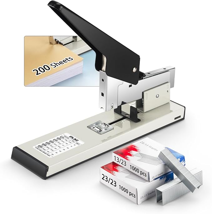 Heavy Duty Stapler with 2000 Staples: IMLIKE 200 Sheets Capacity Manual No Jam Desk Stapler,Big Metal Labor-Saving Office Supplies,Non-Slip,Include High Strength 23/13 & 23/23 Staples