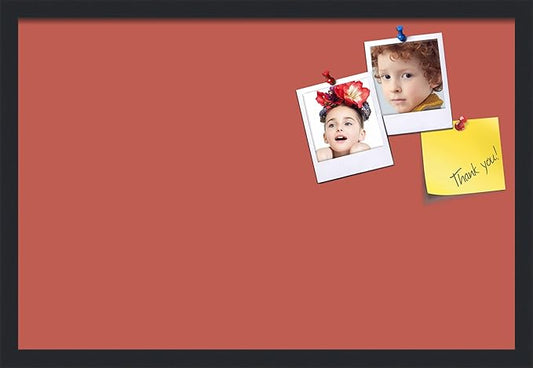 PinPix 27x18 Inch Cork Bulletin Board. This Decorative Framed Pin Board Comes with Crimson Pastel Design and a Satin Black Frame. Ideal for Home Office Decor or Message Board (PinPix-1807)