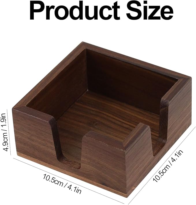 Wood Sticky Note Holder, Self Stick Note Pad Holder, Post It Note Dispenser Desk Organizer Walnut Wood Office Desk Accessories for School Office Desk Supplies - Black