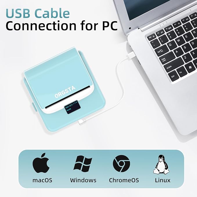 ORGSTA Label Maker Machine with Tape, T003 Thermal Label Maker, 2 Inch Bluetooth Label Printer Compatible with Phone & PC, Sticker Printer Barcode Thermal Maker for Small Business, Home, School