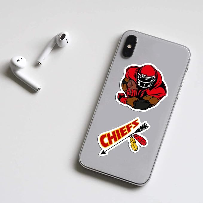 25 PCS Kansas City Stickers Decal for Chiefs Stickers Pack Football Stickers for Water Bottle, Laptop, Bicycle, Computer, Motorcycle, Travel Case, Car Decal Decoration Sticker Graffiti Decals