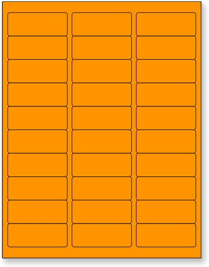 NextDayLabels - 8-1/2 x 11" Neon Color High Light Fluorescent Labels for Laser & Inkjet Printer (Orange Fluorescent, 1" x 2-5/8" - 30 Per Page | 3000 Labels)