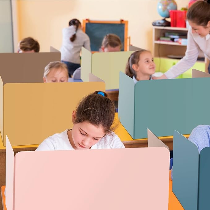 24 Pack Privacy Folders Boards for Student Desks Classroom Desk Divider Desk Privacy Panel Study Reduces Distractions Privacy Boards for Student Teacher Supplies, 19 x 12 Inch (Fresh Style)