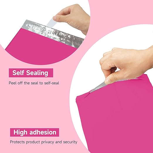 KKBESTPACK Poly Mailer Envelopes Shipping Bags Self Adhesive Waterproof Bags (Pink) (B125), 12 x 15.5 / 100pc
