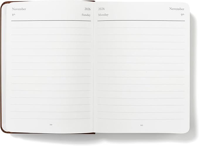 Wykeham's Executive 2026 Daily Journal Planner – US Public Holidays & Format – Customization Available (Brown, 6"×4.5")