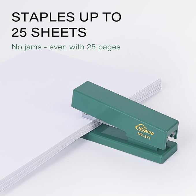 Desktop Stapler 2-Pack, Durable Office Stapler, 25 Sheet Capacity, Includes 1000 Staples for Home and Office Use (2, Green)