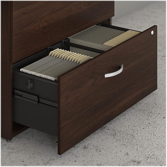 Bush Business Furniture Hybrid 2 Drawer Lateral File Cabinet in Black Walnut - Assembled
