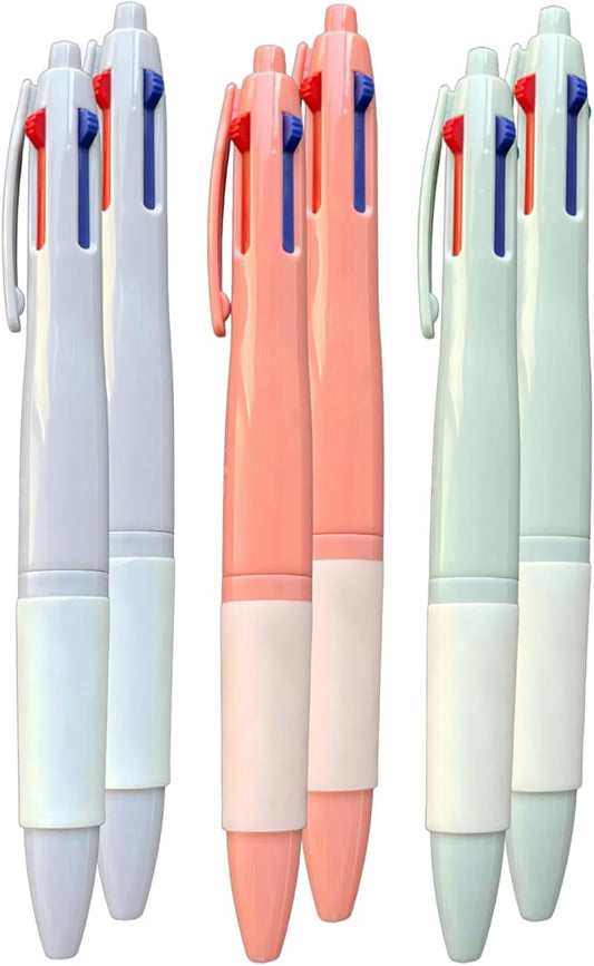 Multi Color Pen 6-pack Oil Gel pen 0.5mm Nipple-style Nib Smooth writing Multicolor Ballpoint Pen 4 colors in 1 Pen multicolor pen in one