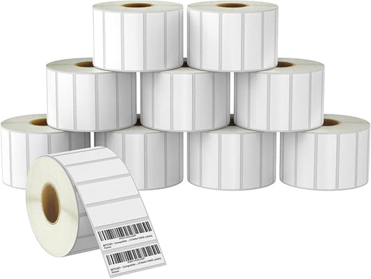 BETCKEY - 3" x 1" (76 mm x 25 mm) UPC Barcode & Address Labels Compatible with Zebra & Rollo Label Printer,Premium Adhesive & Perforated [10 Rolls, 13750 Labels]