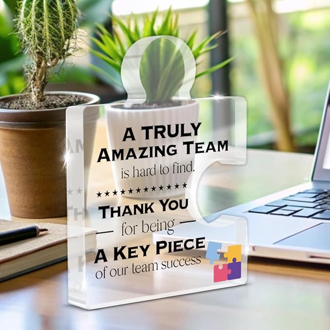 Team Thank You Appreciation Gifts for Coworkers Colleagues Employees, Teamwork Gift Best Teams Ever Gifts a Truly Amazing Team Is Hard to Find Acrylic Puzzle Piece Plaque Office Decor
