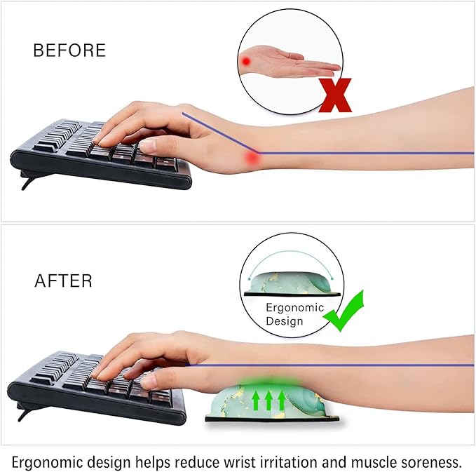 ArtSo Mouse Pad Keyboard Wrist Rest Support Ergonomic, Upgraded Cushion Mousepad Gel Memory Foam Non-Slip Rubber Base Pain Relief & Easy Typing for Home,Office, Abstract Art Marble