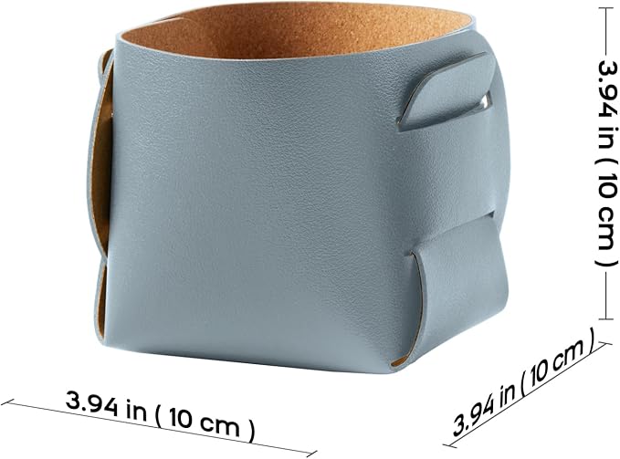 HOMIEAZICOZI 2-Pack Cork Leather Desk Accessories Storage - Pencil Pen Holder - Makeup Brush Holder Organizer - Stylish Addition to Home Decor (Light Blue)