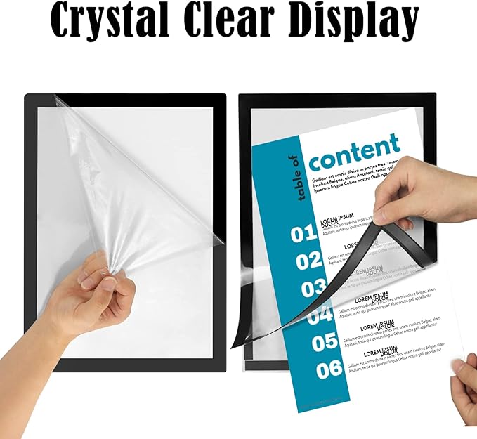 20pcs Magnetic Sign Holder 11 x 17 with Magnet Strip Border,Self Adhesive Magnetic Wall Mount Sign Holder,Display Picture Frames Window Poster Paper Flyer Holder for Home Office Store