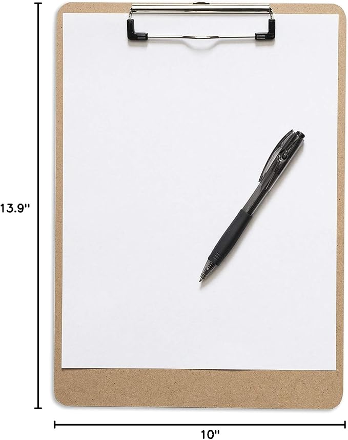 Letter Size Clipboards with Low Profile Clip (Set of 5) - Wood Clipboards Bulk 5 Pack, Heavy Duty Clipboard, Back to School Teacher Classroom Supplies, School Supplies for College Students