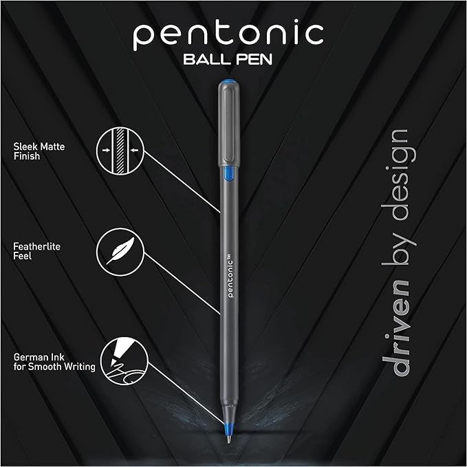 linc Pentonic Premium Ball Point Pen 1.0 mm Medium Point, 10-Count, Assorted Colors | Medium Point Featherlite Feel, Easy Flow Ink Technology, Sleek Matte Finish