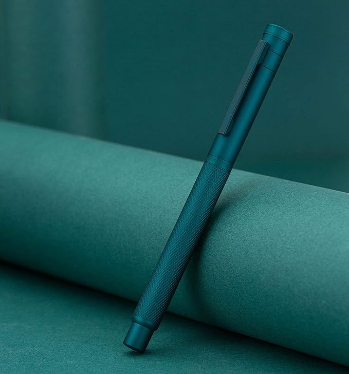 Asvine Dark Green Forest Fountain Pen Extra Fine Nib Classic Design with Converter and Metal Pen Case Set