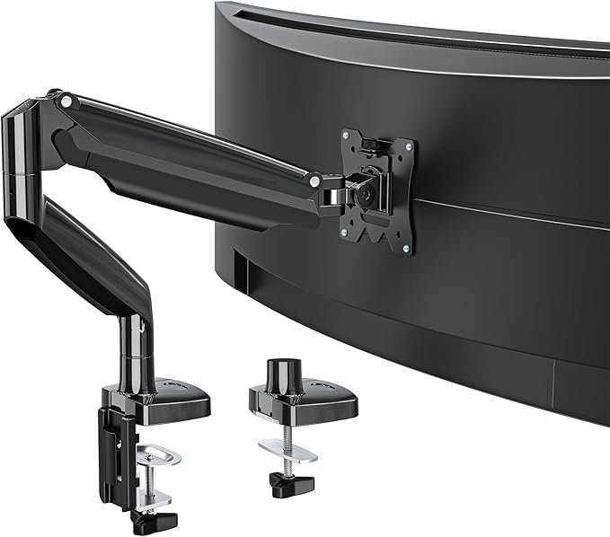 MOUNTUP Ultrawide Monitor Arm for Max 40 Inch Screen, Heavy Duty Monitor Desk Mount Support 6.6-30.9lbs, Gas Spring Computer Monitors Stand for Desk, VESA Mount with Clamp & Grommet Base
