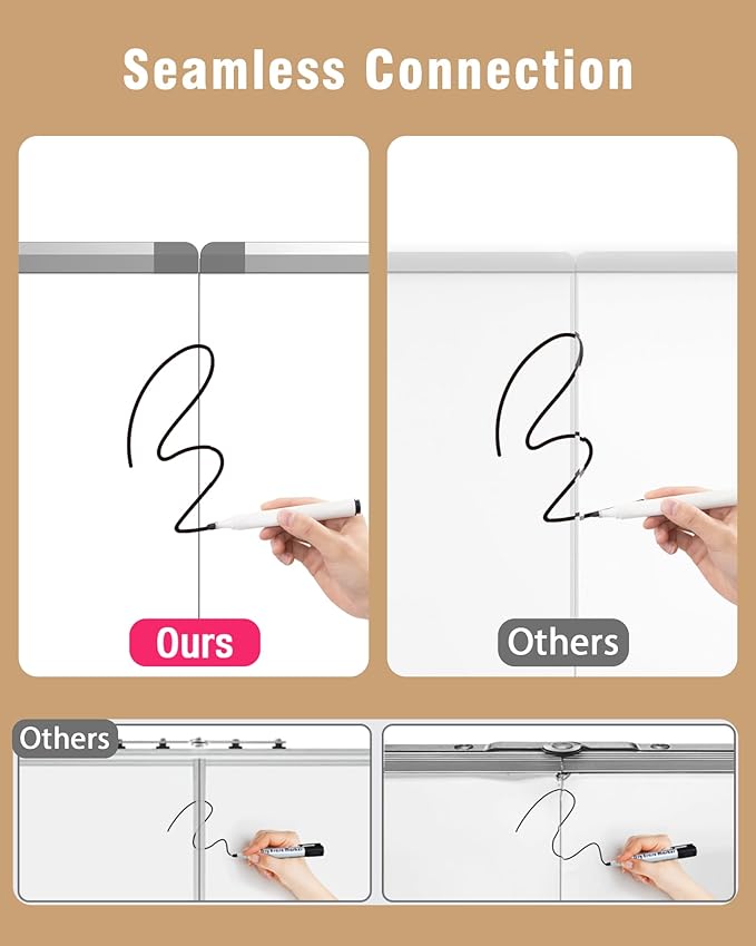 72"X 40" Large Magnetic Dry Erase Whiteboard, Removable Wall Hanging Board with 4 Pens & 1 Dry Erasers & 6 Magnets, Sliver Aluminum Frame White